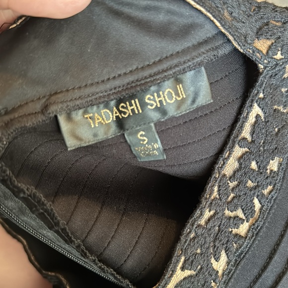 Tadashi Shoji Pintuck and Jersey lace dress in black/nude size small - Picture 11 of 12